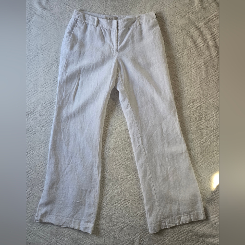 Ann Taylor Lined Linen White 'Julie' Trouser Pants Womens Sz 8 Curvy
